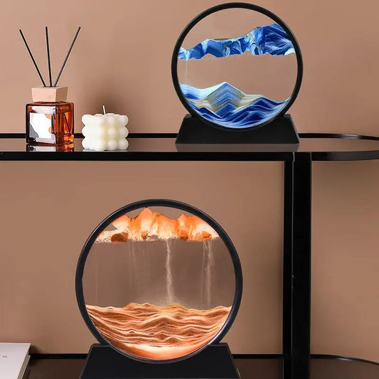 Table Lamp 3D Hourglass Deep Sea Sandscape Perfect Birthday Gift Moving Sand Art Picture round Glass Flowing Sand Lamp Decor